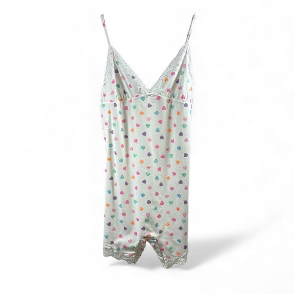 SKIMS NWOT Lace Triangle One Piece in Marble Candy Heart Print Size XL